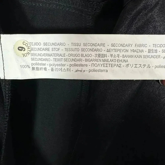 ZARA 80s Cocktail Flared Satin Effect Black Ruffled Halter Jumpsuit Size L - Picture 9 of 9